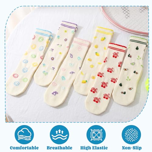 Ruffle Grip Socks for Women - Pastel Sweet Series (8 Pairs)