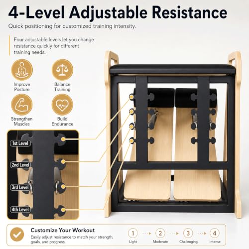 Pilates Chair for Home Workouts - Sturdy Metal Frame, 26.5x30 inch