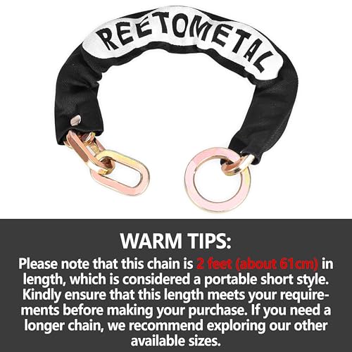 Heavy Duty Security Chain, 2FT x 3/8" Thick Hardened Steel Cut Proof Anti-Theft Lock Chain for Motorcycles, Bikes, ATVs, Trailers, Fences, etc.