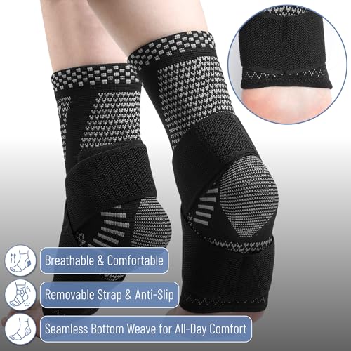 Ankle Brace for Achilles Tendonitis Relief - Large, Grey & Black