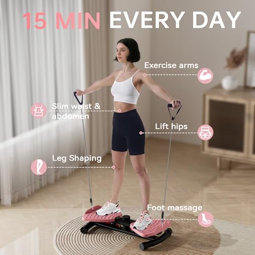 Waist Twister Machine - Smart LED Display, Ultra-Quiet - Pink