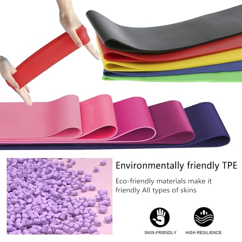 Resistance Bands Set of 5 - TPE Elastic Workout Bands - Macarons