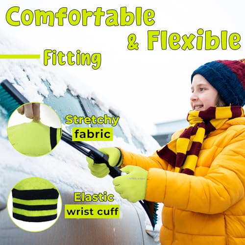 Kids Horse Riding Gloves with Silicone Grip - Green, Medium