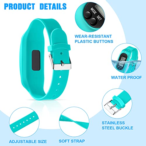 3 Pcs Silicone Pedometer Watch Set - Mint Green, Sky Blue, Black