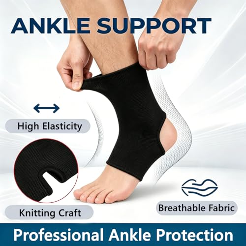 Compression Ankle Sleeve for Support - Black, 1 Pair