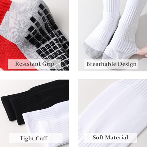 Boys Athletic Knee High Soccer Socks with Grip - 7-10 Years, Black