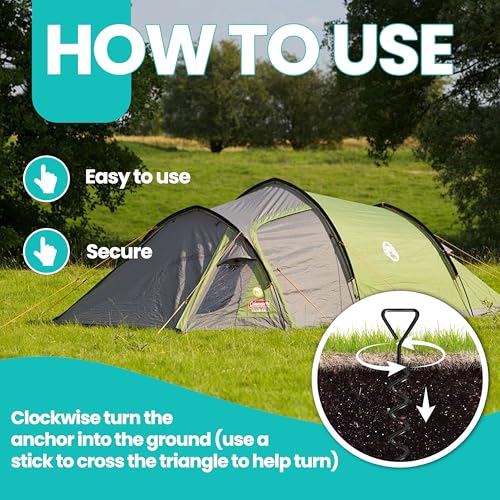 Heavy Duty Trampoline Anchor Stakes Kit - 8" Black, 4 Pack with Ropes