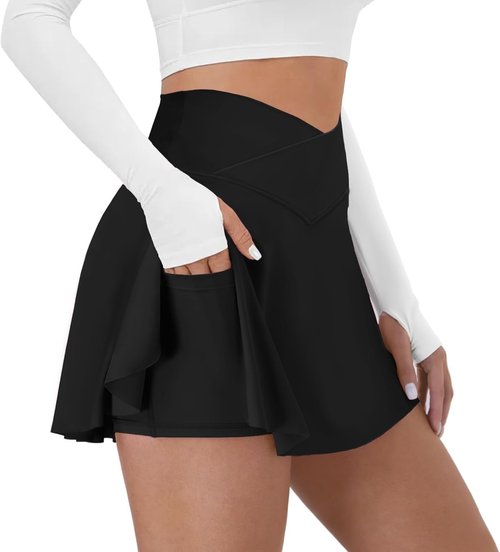 DLOODA Tennis Skirt for Women - High Waisted 2-in-1 Athletic Skorts with Pockets for Golf & Workout