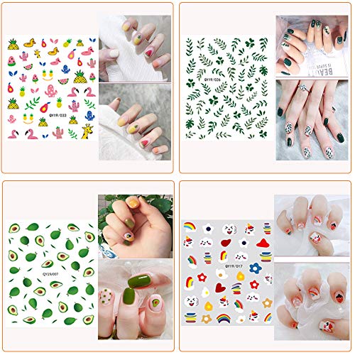 Nail Stickers for Women and Little Girls - 12 Sheets 3D Self-Adhesive