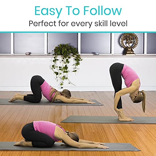 Yoga Poster - 57 Poses for Beginners & Experts - Double-Sided Laminated Chart - Yoga Poses