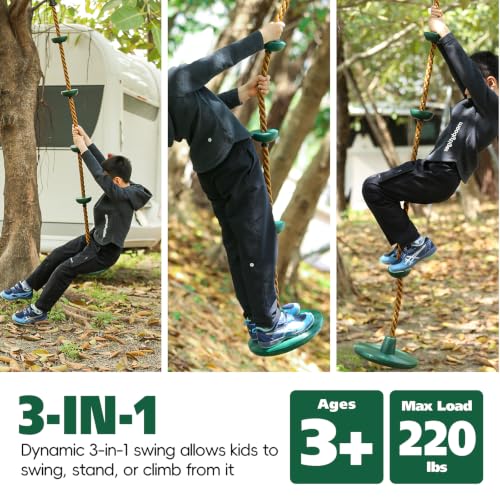 Climbing Rope with Disc Swing Seat Set - Green Disc Swing