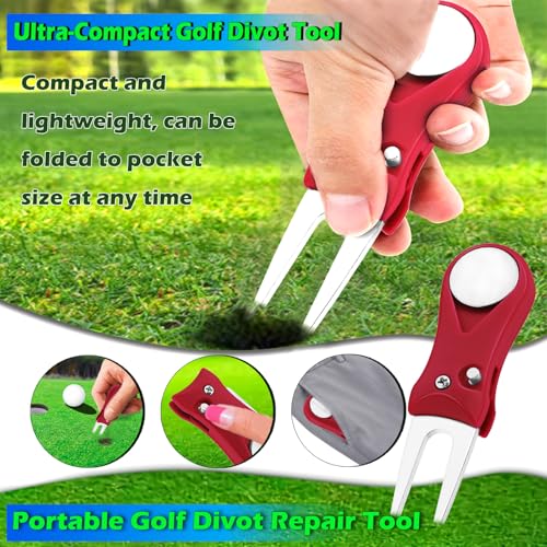 Foldable Golf Divot Tool with Magnetic Ball Marker - 2 Pack