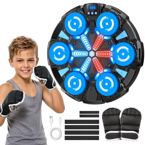 Faentwc Blue Kids & Adults Bluetooth Boxing Machine with Wall Mount - Boxing Gym Equipment for Home & Kids Gift