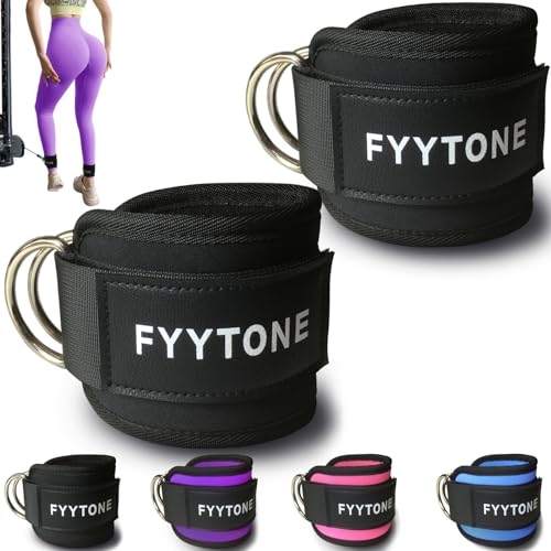 Ankle Strap for Cable Machine - Pair - Black for Leg Workouts