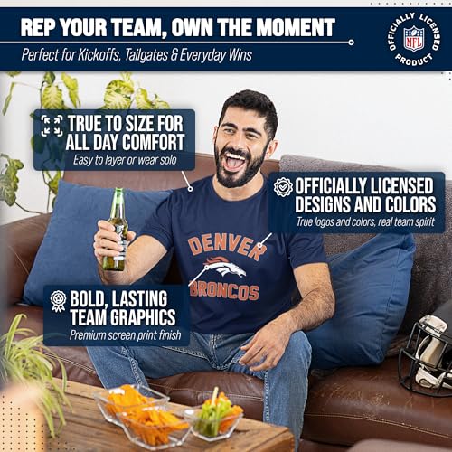 Denver Broncos NFL Gameday Cotton Blend T-Shirt 4X-Large Navy Men Women