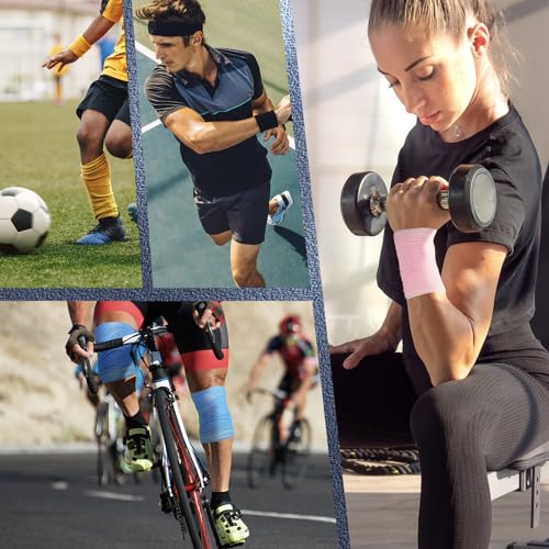 Pre Wrap Athletic Tape - 6 Pack, Skin-Friendly Foam Wrap in Black, Pink, Blue