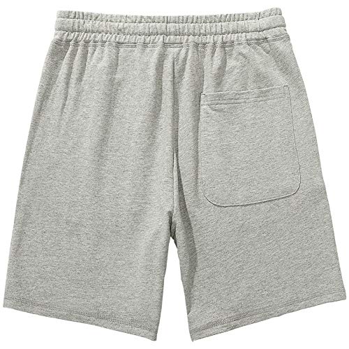 AMY COULEE Men's Casual 8" Cotton Workout Shorts Gray Medium with Pockets