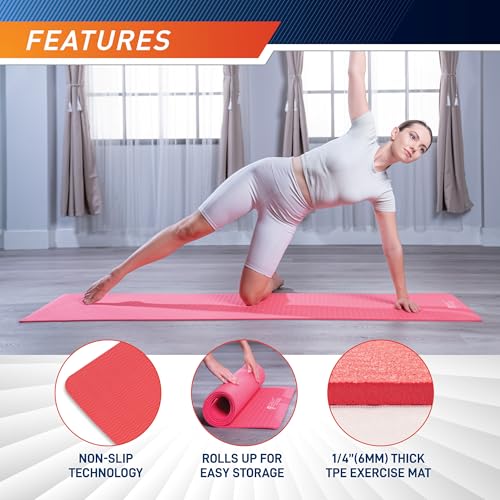 Non-Slip Multi-Purpose Exercise Yoga Mat with Carrying Strap - Mint Green / 1/4-inch