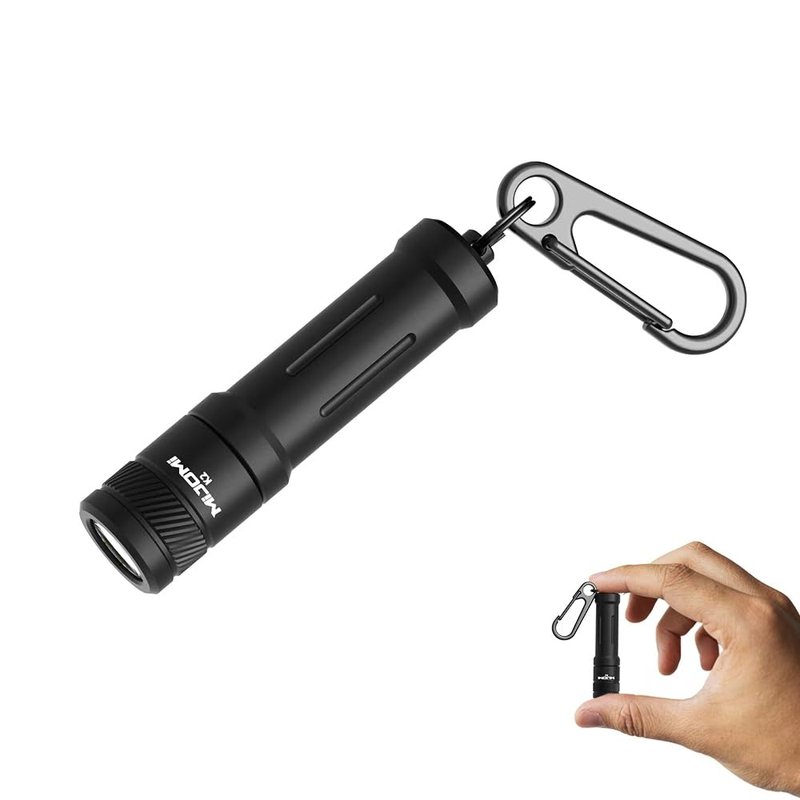 MIJOMI EDC Keychain Flashlight,100 High Lumen K2 Mini LED Light with AAA Battery, IPX7 Waterpoof Portable Small Light for Night Emergency etc.(Black)