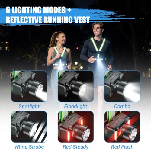 Adjustable Running Light Vest with 550Lm Brightness & IPX5 Waterproof