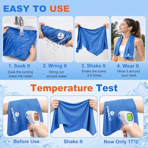 Cooling Towels 2 Pack - Light Blue Ice Cool Neck & Face Wraps