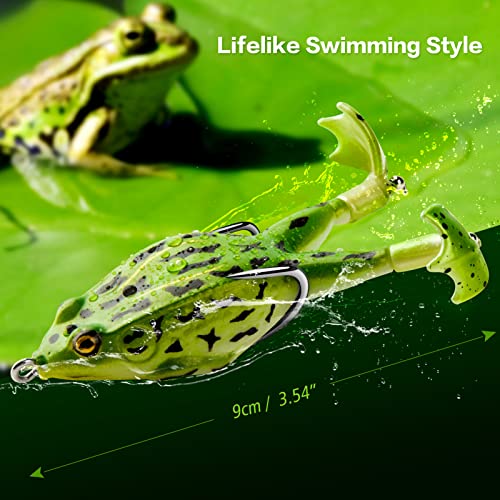 Topwater Frog Lure Kit - Realistic Prop Frog Soft Swimbait 2-1