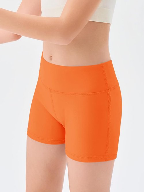 Haloumoning Girls Athletic Shorts - High Waisted Yoga & Dance Biker Shorts for Ages 5-14Y