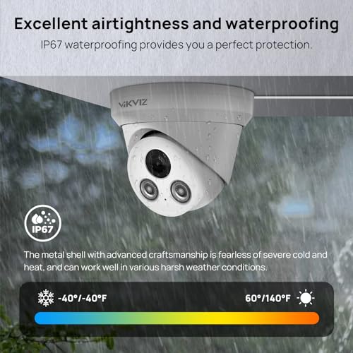 4MP PoE IP Camera Outdoor, Security Network Camera with Mic/Audio, 2.8mm Lens Wide Angles,Smart Human/Vehicle Detection,98ft IR Night Vision,H.265+,IP67 Waterproof,BlueIris,NDAA Compliant