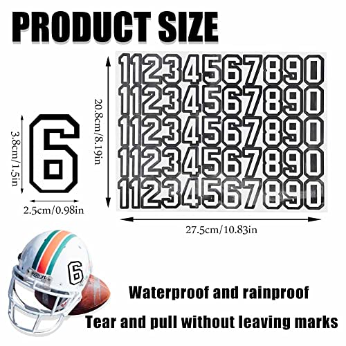 110 PCS Waterproof Helmet Number Stickers for Sports - 1.5 Inch
