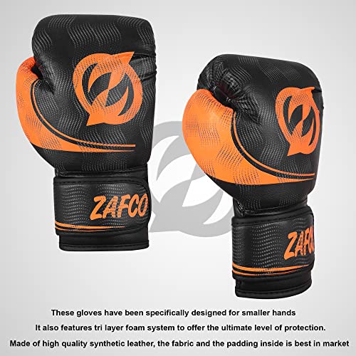 Kids Boxing Gloves - Black Orange 4oz for Muay Thai & MMA Training