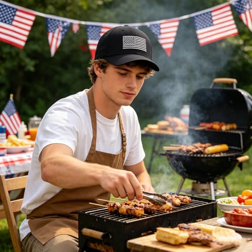 USA Flag Baseball Cap - Unisex Patriotic Hat - Black