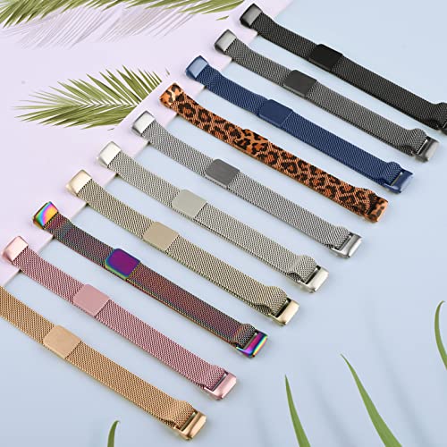 Vanjua Space Gray Metal Fitbit Luxe Band Stainless Steel Mesh Loop Adjustable Magnetic Strap