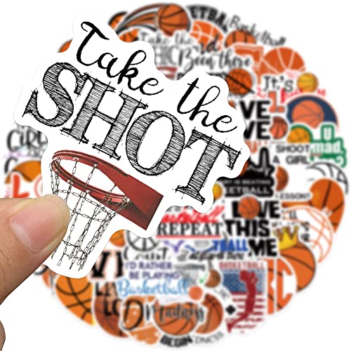 50-Piece Waterproof Vinyl Sticker Set - Basketball Theme Decals