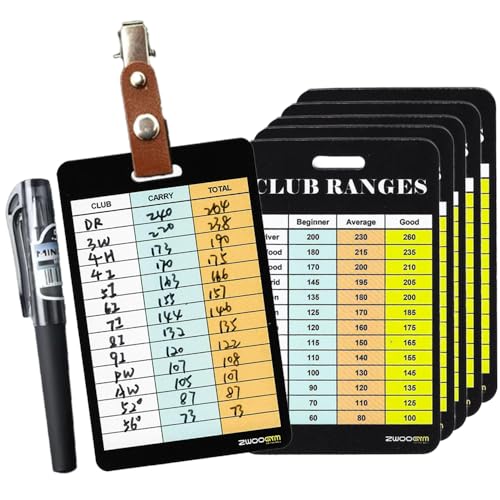 Golf Club Distance Range Cards with Holder - Back Writable