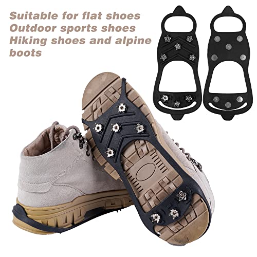 Ice Cleats for Shoes & Boots - Durable Crampons with 8 Steel Studs, Large (Women 10-11.5 / Men 8.5-10)