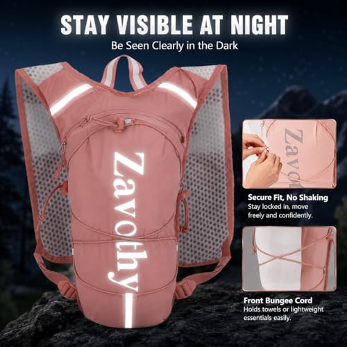 Pink Zavothy Hydration Vest Pack with 1.5L Water Bladder, Lightweight 6L Running & Cycling Backpack