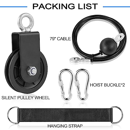 Spuspk 3.54in Cable Pulley with 360° Rotation & Detachable Strap for DIY Gym & Lifting