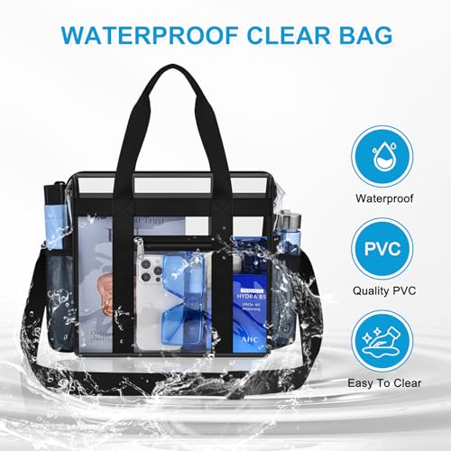 Clear Stadium Event Bag with Zipper & Adjustable Strap - 12" x 6.5" x 11.5"