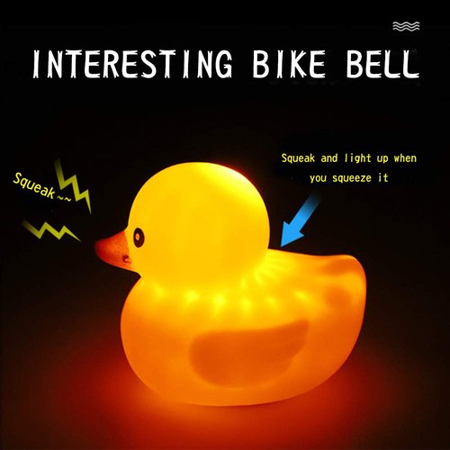 wonuu Duck Bike Bell with Light and Propeller Helmet Cute Hamster Bicycle Horn, Car Dashboard Decoration Squeeze Rubber Duck Motorcycle Bike Bells Ornaments (Chick&Shark)