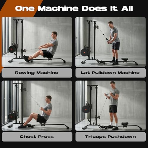 Cable Crossover Machine & Rower - 2 in 1 Home Gym CR63 - Black