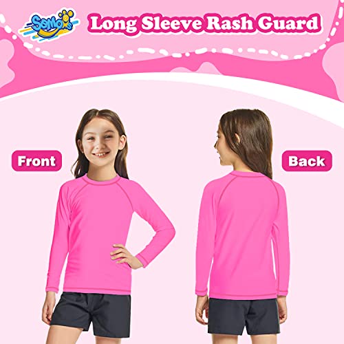 Boys' Long Sleeve Rash Guard UPF 50 Sun Shirt - Pink, 5-6 Years