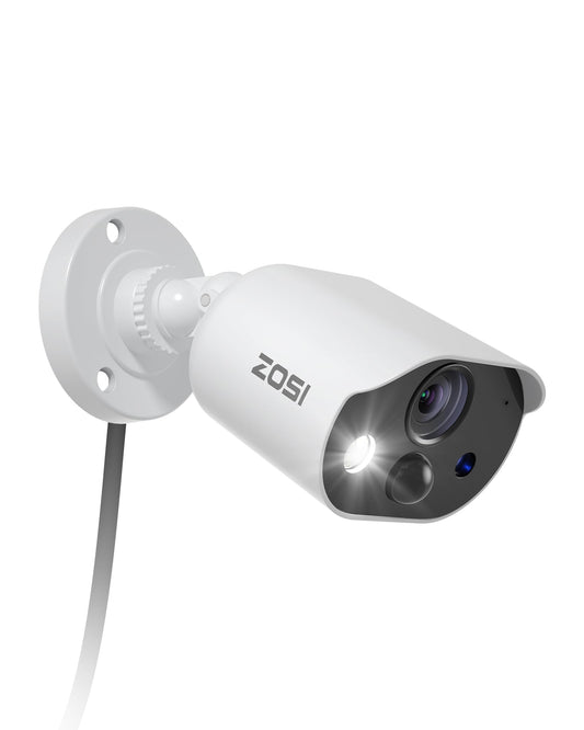 ZOSI 1080P HD-TVI Add On Camera, 2MP 1920TVL Indoor Outdoor Surveillance Home Security Camera with Audio, Night Vision, Smart Motion Detection, IP66 Weatherproof, Only Work 3K Lite CCTV DVR
