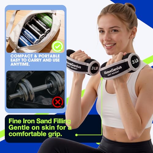 AboveGenius 18Lb Soft Hand Weights Set with Variation in Blue, Black, Green for Home & Fitness