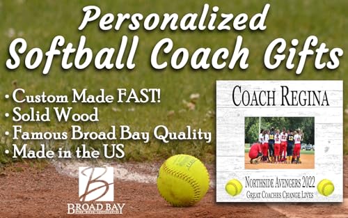 Personalized Softball Coach Gift Plaque with Photo - 10in x 10in