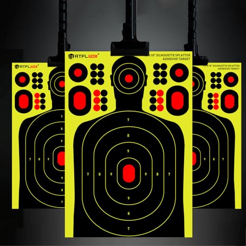 Atflbox 10 Pack 12x18 Inch Fluorescent Yellow Shooting Targets Adhesive Stickers