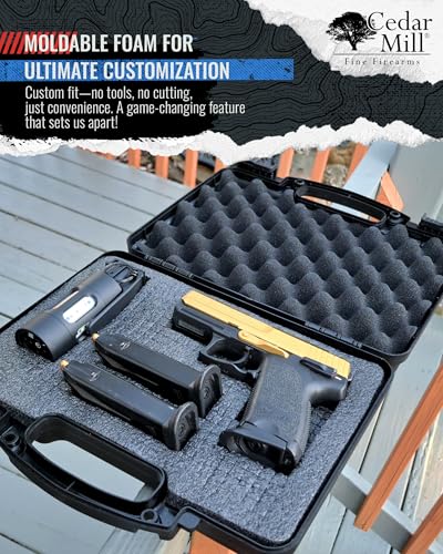 TSA Approved Hard Pistol Case with Pick and Pluck Foam - Black