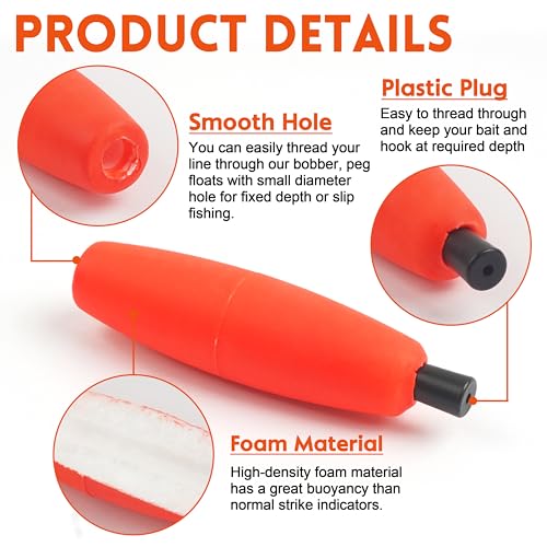 Fishing Bobbers - Foam Cigar Floats, 3 Inch, Red - 30pcs