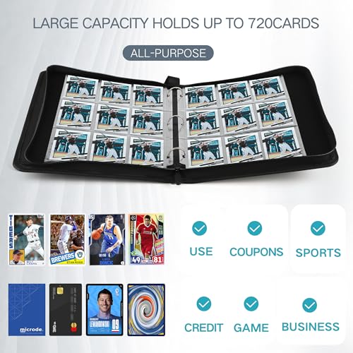 9-Pocket Card Binder for 720 Cards - PU Leather Storage Album