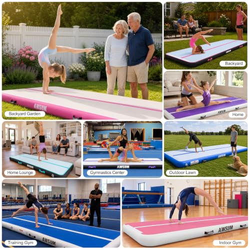 Inflatable Gymnastics Mat 10ft Tumble Track - Pink, 4in Thick