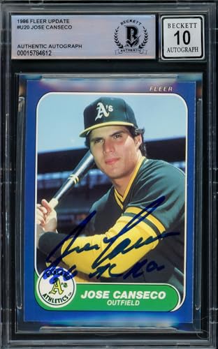 Jose Canseco Autographed 1986 Fleer Update Rookie Card - Gem Mint 10